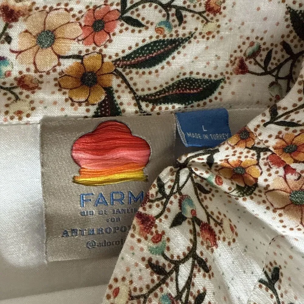 Farm Rio x Anthropologie Melila Floral Flared Pants Women’s Size Large Boho - Picture 2 of 15